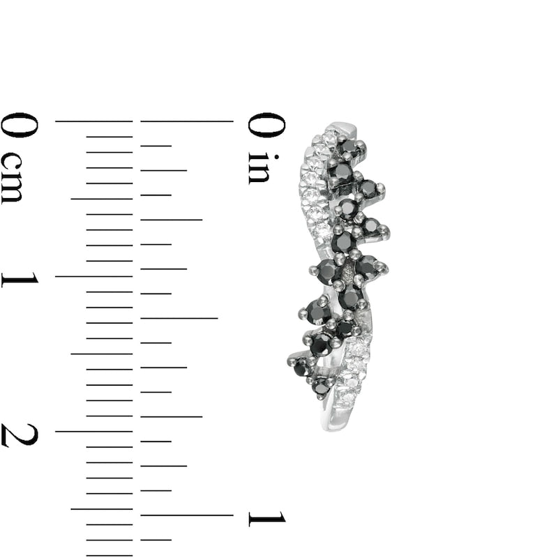 0.5 CT. T.W. Enhanced Black and White Diamond Scatter Twist Hoop Earrings in 10K White Gold