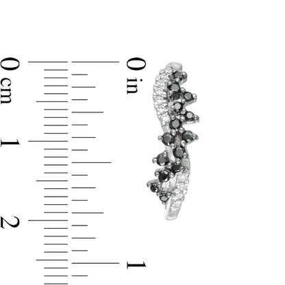 0.5 CT. T.W. Enhanced Black and White Diamond Scatter Twist Hoop Earrings in 10K White Gold