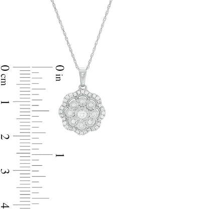 0.33 CT. T.W. Natural Diamond Double Scallop Frame Pendant in Sterling Silver