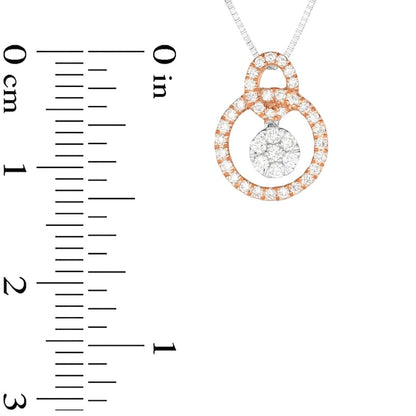 0.2 CT. T.W. Composite Natural Diamond Double Circle Pendant in 10K Two-Tone Gold