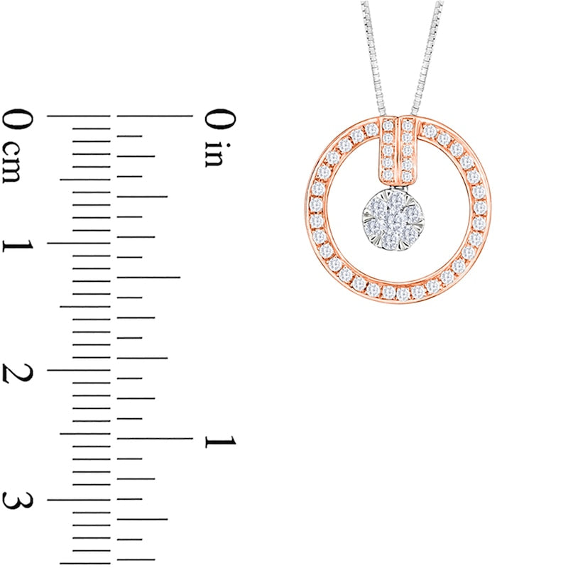 0.25 CT. T.W. Natural Diamond Circle Outline Pendant in 10K Two-Tone Gold