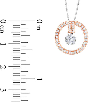 0.25 CT. T.W. Natural Diamond Circle Outline Pendant in 10K Two-Tone Gold