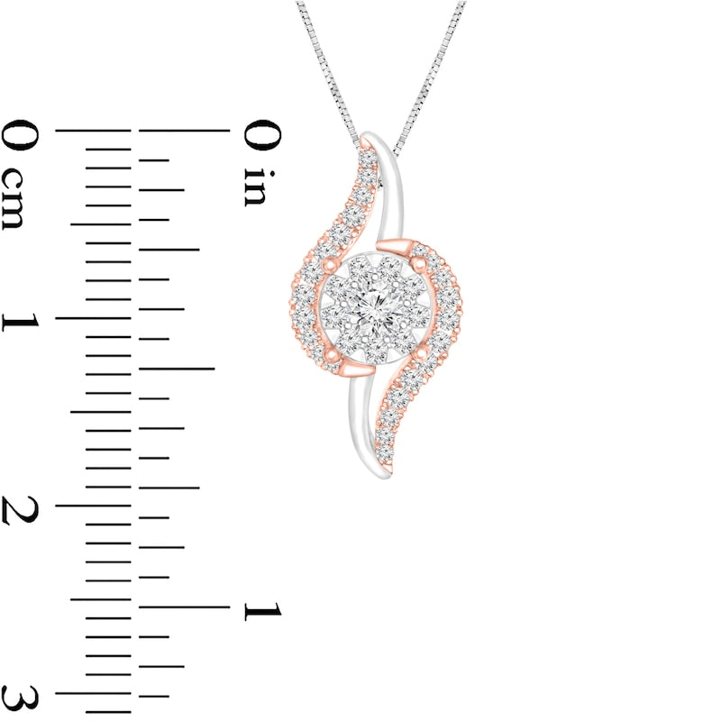 0.33 CT. T.W. Composite Natural Diamond Flame Pendant in 10K Two-Tone Gold