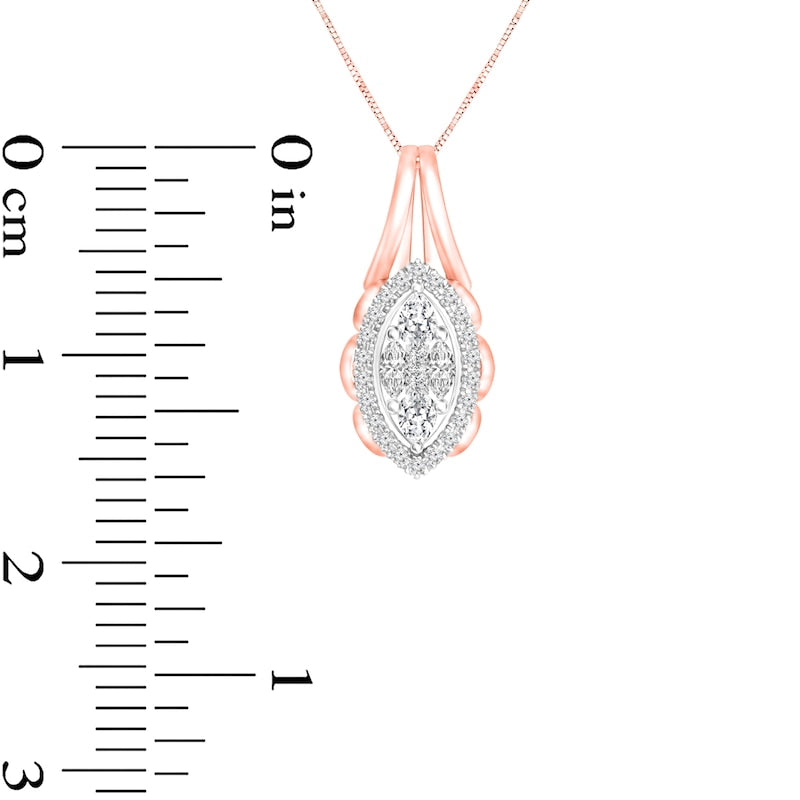 0.25 CT. T.W. Composite Natural Diamond Marquise Scallop Frame Pendant in 10K Two-Tone Gold