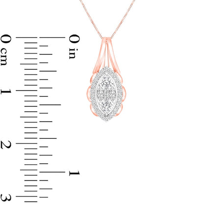 0.25 CT. T.W. Composite Natural Diamond Marquise Scallop Frame Pendant in 10K Two-Tone Gold