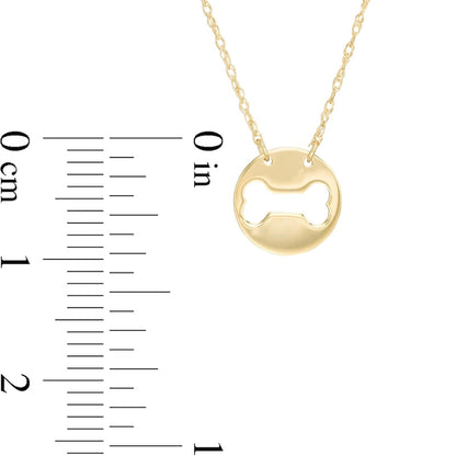 Mini Cut-Out Dog Bone Disc Necklace in 14K Gold