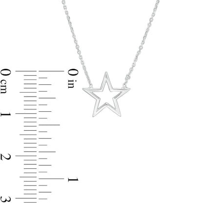 Mini Star Outline Necklace in 14K White Gold