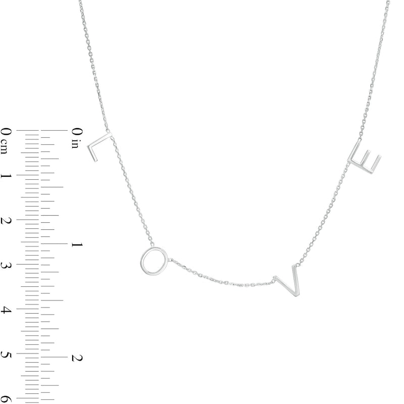 LOVE" Station Necklace in 14K White Gold"