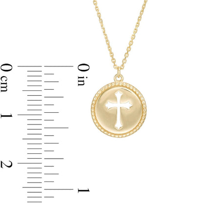 Cut-Out Gothic-Style Cross Bead Frame Medallion Pendant in 14K Gold