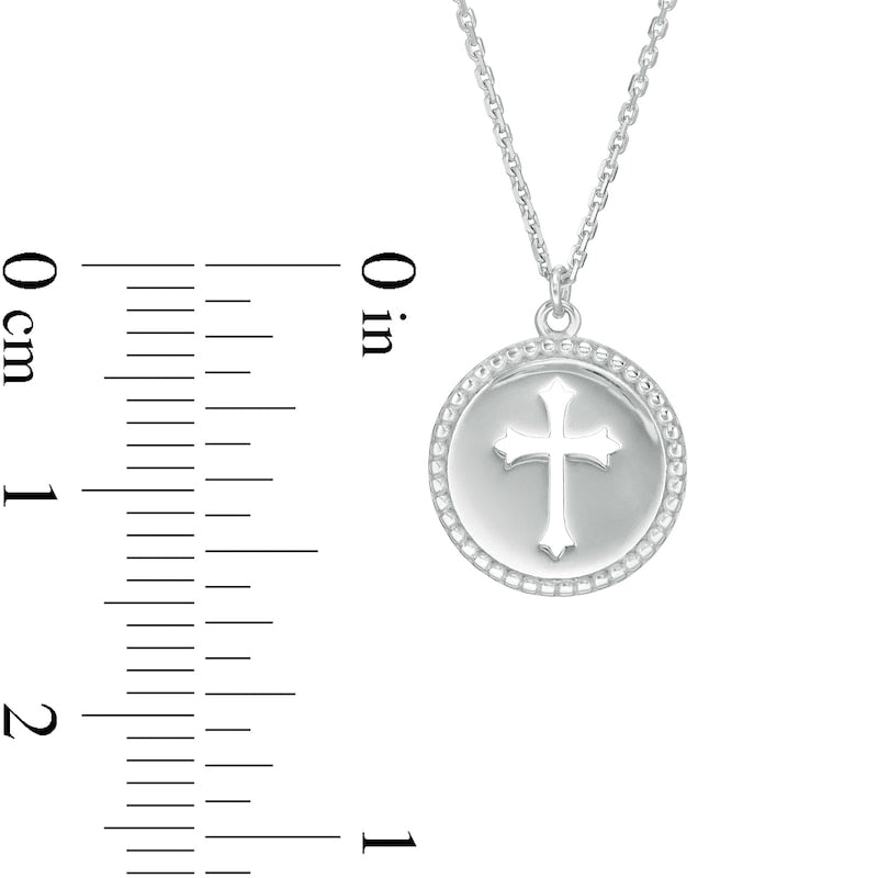 Cut-Out Gothic-Style Cross Bead Frame Medallion Pendant in 14K White Gold