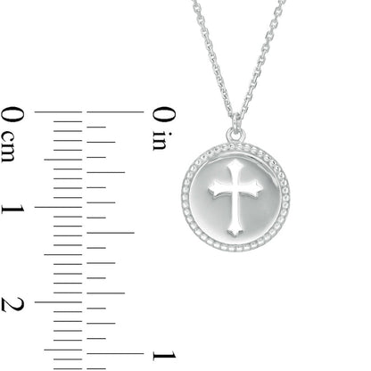 Cut-Out Gothic-Style Cross Bead Frame Medallion Pendant in 14K White Gold