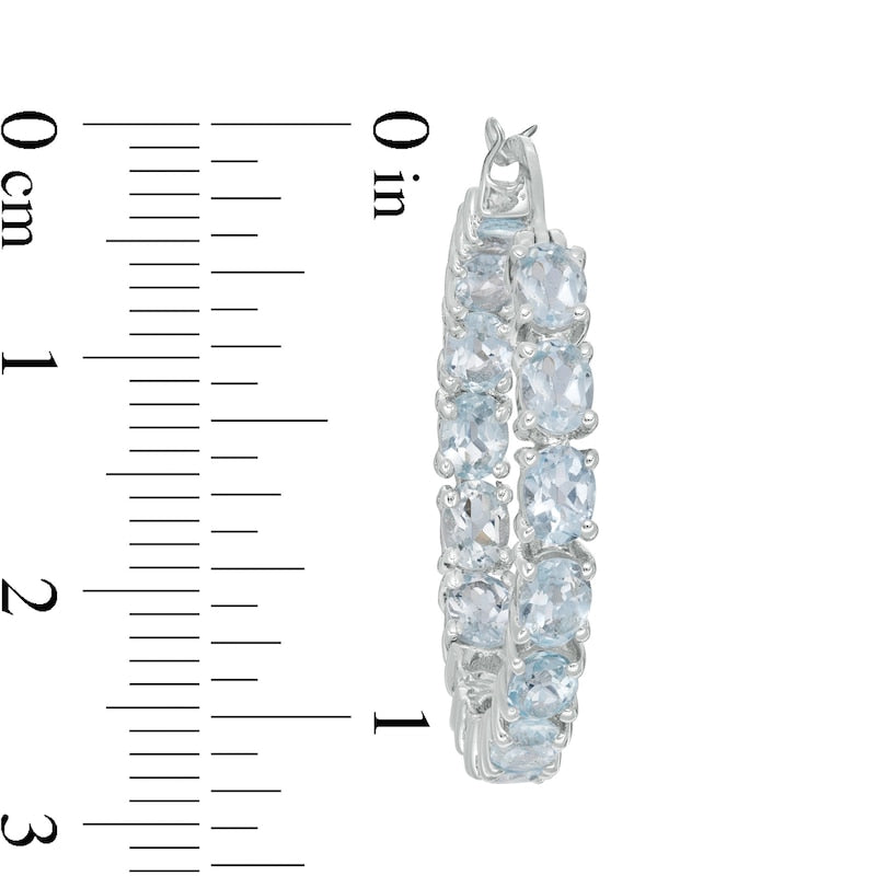 Oval Blue Topaz Inside-Out Hoop Earrings in Sterling Silver