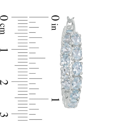 Oval Blue Topaz Inside-Out Hoop Earrings in Sterling Silver