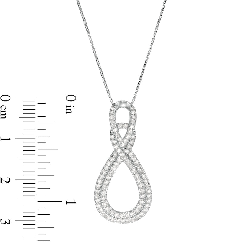 0.5 CT. T.W. Natural Diamond Double Infinity Loop Pendant in 10K White Gold