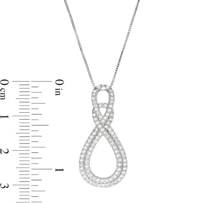 0.5 CT. T.W. Natural Diamond Double Infinity Loop Pendant in 10K White Gold