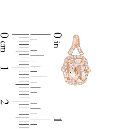 Elongated Cushion-Cut Morganite and 0.2 CT. T.W. Diamond Frame Drop Earrings in 10K Rose Gold