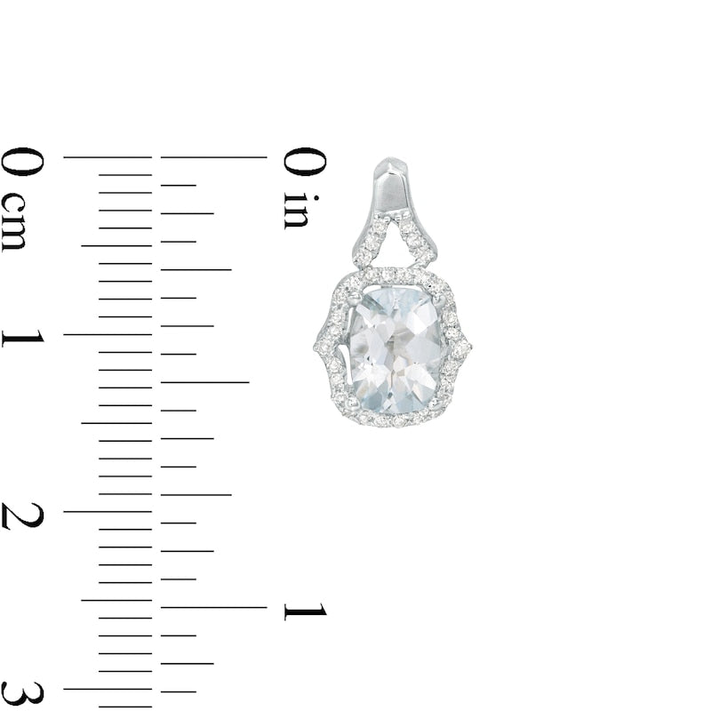 Elongated Cushion-Cut Aquamarine and 0.2 CT. T.W. Diamond Frame Drop Earrings in 10K White Gold