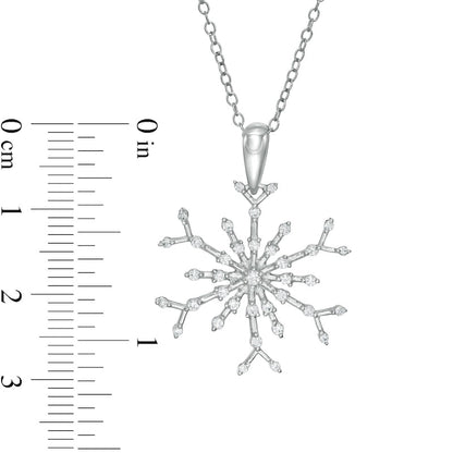 0.33 CT. T.W. Natural Diamond Snowflake Pendant in Sterling Silver