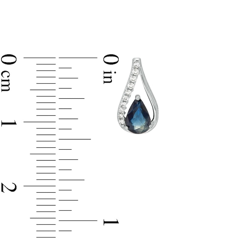 Pear-Shaped Blue Sapphire and 0.07 CT. T.W. Diamond Teardrop Earrings in 10K White Gold