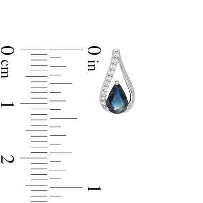 Pear-Shaped Blue Sapphire and 0.07 CT. T.W. Diamond Teardrop Earrings in 10K White Gold