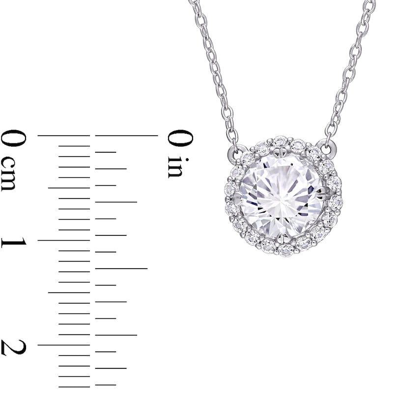 8.0mm Lab-Created White Sapphire Frame Necklace in Sterling Silver