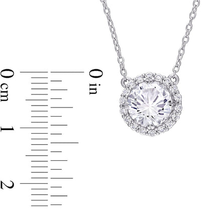 8.0mm Lab-Created White Sapphire Frame Necklace in Sterling Silver