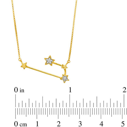 Natural Diamond Accent Aries Constellation Necklace in Sterling Silver with14K Gold Plate