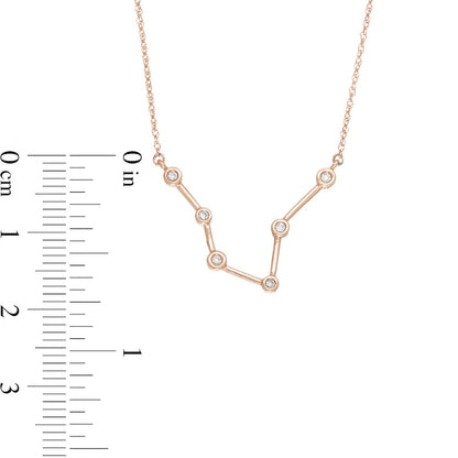 0.05 CT. T.W. Natural Diamond Pisces Constellation Bezel-Set Necklace in 10K Rose Gold