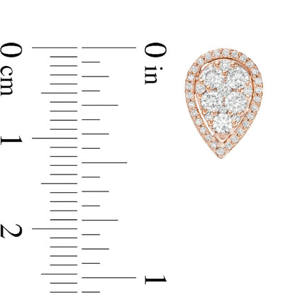 1 CT. T.W. Composite Diamond Teardrop Frame Stud Earrings in 14K Rose Gold