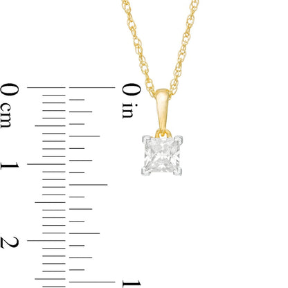 0.5 CT. Princess-Cut Natural Clarity Enhanced Solitaire Pendant in 10K Yellow Gold