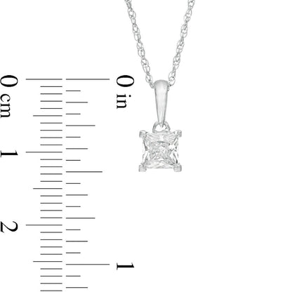 0.75 CT. Princess-Cut Natural Clarity Enhanced Solitaire Pendant in 10K White Gold