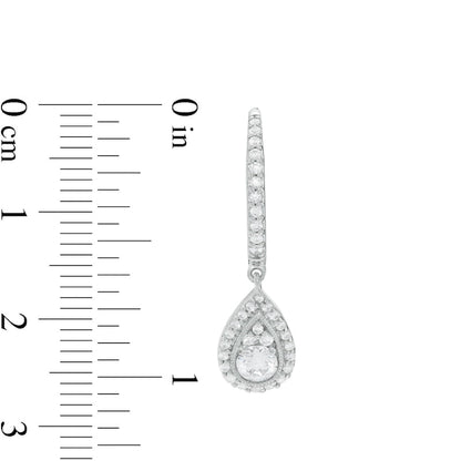 0.75 CT. T.W. Certified Diamond Pear-Shaped Frame Drop Earrings in 14K White Gold (I/I2)