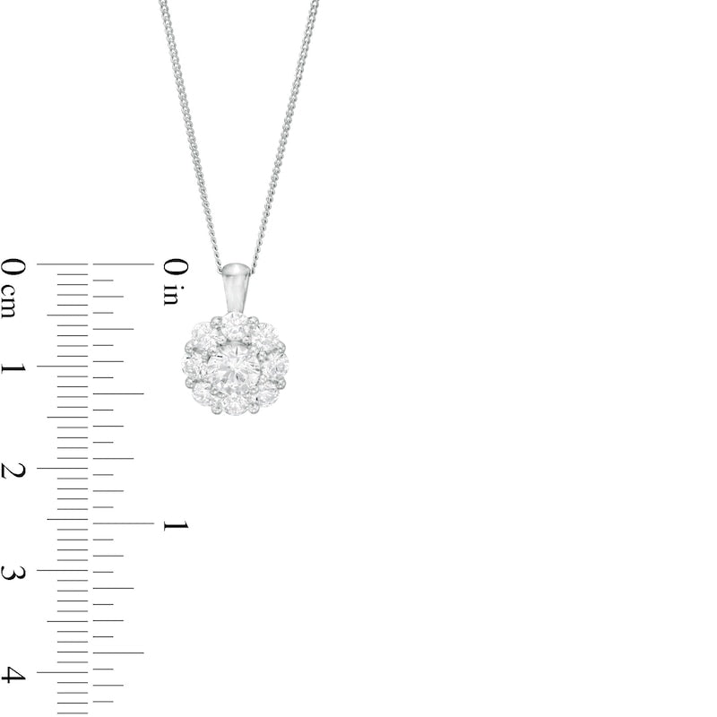 1.2 CT. T.W. Certified Natural Diamond Scallop Frame Flower Pendant in 14K White Gold (I/I2)