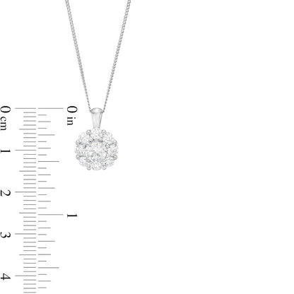 1.2 CT. T.W. Certified Natural Diamond Scallop Frame Flower Pendant in 14K White Gold (I/I2)