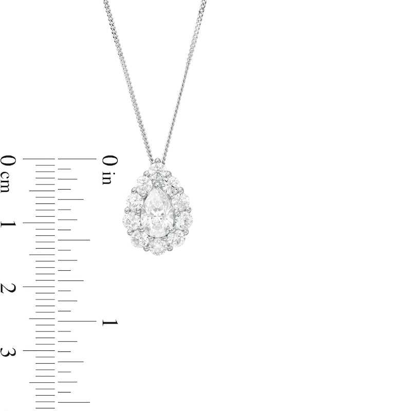 1.63 CT. T.W. Certified Pear-Shaped Natural Diamond Scallop Frame Pendant in 14K White Gold (I/I1)