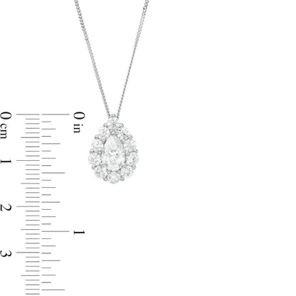1.63 CT. T.W. Certified Pear-Shaped Natural Diamond Scallop Frame Pendant in 14K White Gold (I/I1)