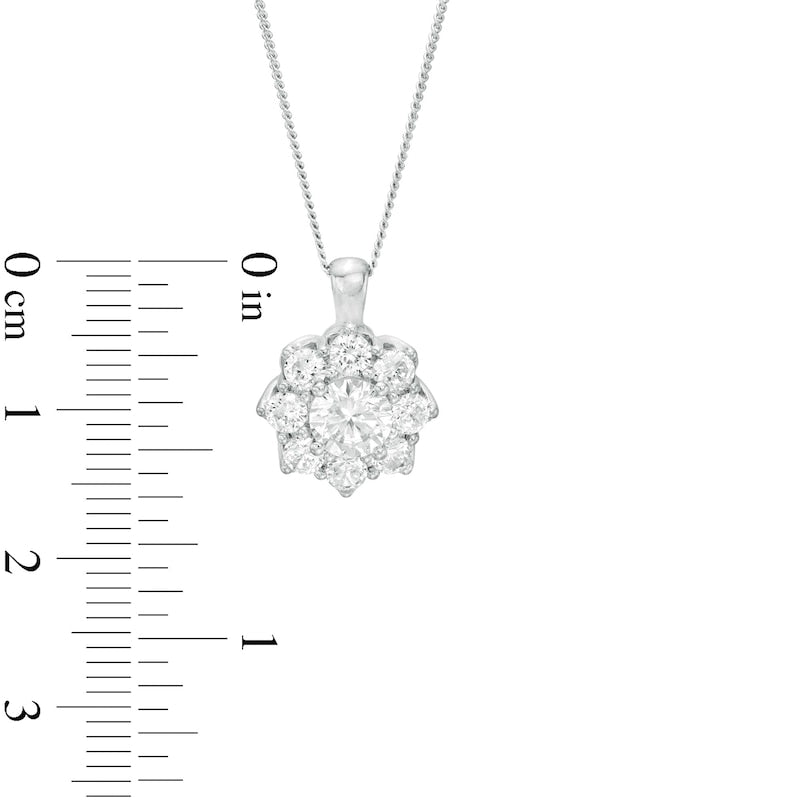 1.5 CT. T.W. Certified Natural Diamond Scallop Frame Flower Pendant in 14K White Gold (I/I2)