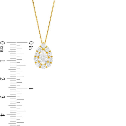 1.63 CT. T.W. Certified Pear-Shaped Natural Diamond Scallop Frame Pendant in 14K Gold (I/I1)