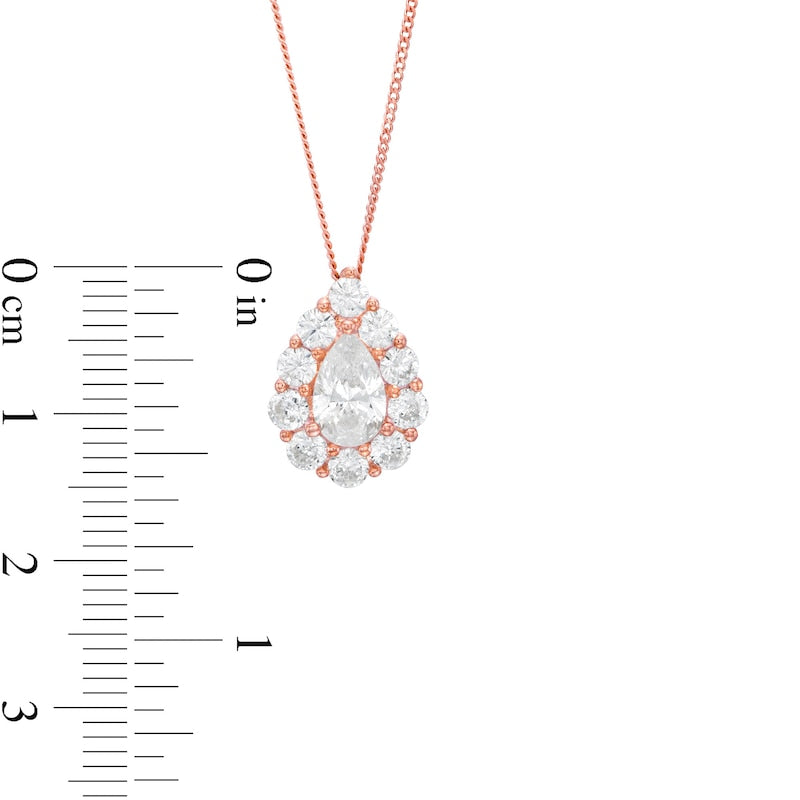 1.63 CT. T.W. Certified Pear-Shaped Natural Diamond Scallop Frame Pendant in 14K Rose Gold (I/I1)