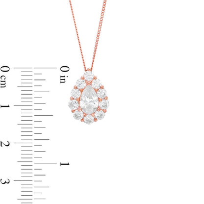 1.63 CT. T.W. Certified Pear-Shaped Natural Diamond Scallop Frame Pendant in 14K Rose Gold (I/I1)