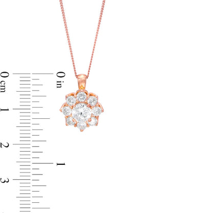 1.5 CT. T.W. Certified Natural Diamond Scallop Frame Flower Pendant in 14K Rose Gold (I/I2)