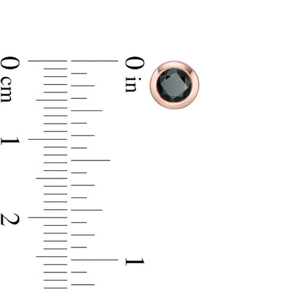 1 CT. T.W. Enhanced Black Diamond Bezel-Set Solitaire Stud Earrings in 10K Rose Gold