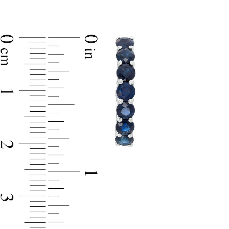 Blue Sapphire and Diamond Accent Curved Bar Drop Earrings in 10K White Gold