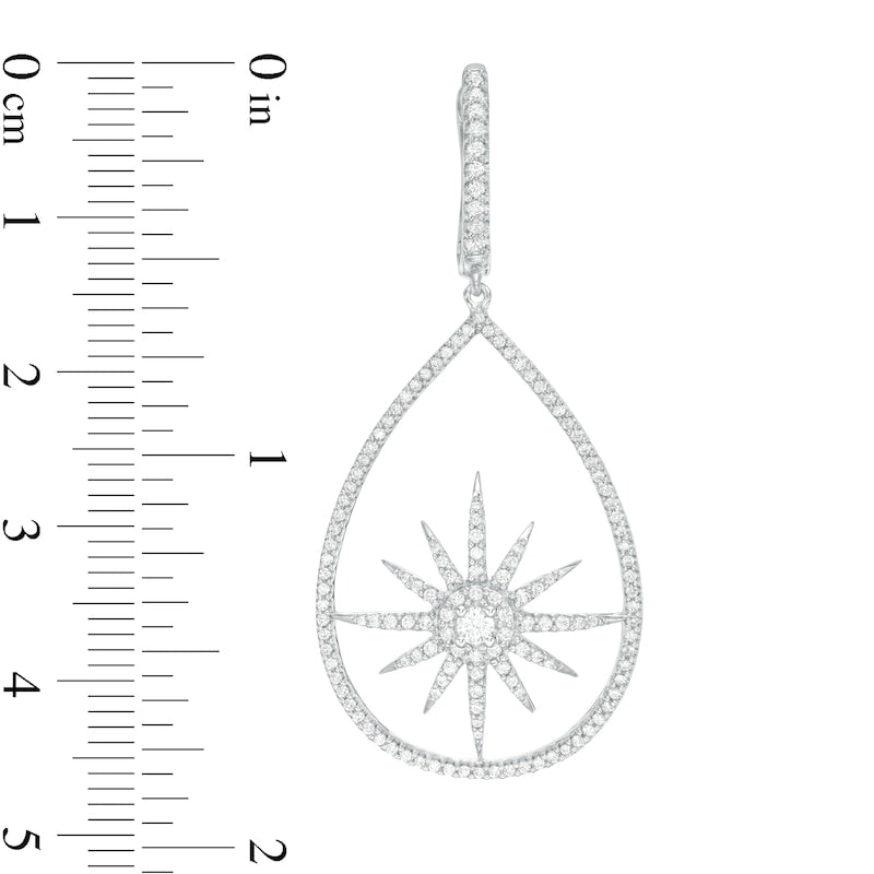 1 CT. T.W. Diamond Starburst Drop Earrings in 14K White Gold