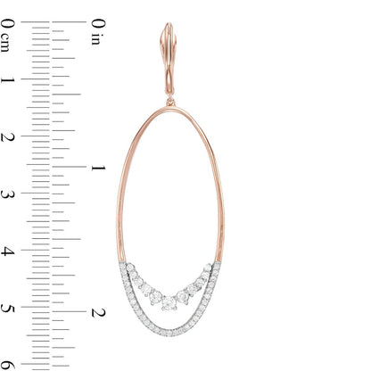 0.75 CT. T.W. Diamond Oval Drop Earrings in 10K Rose Gold