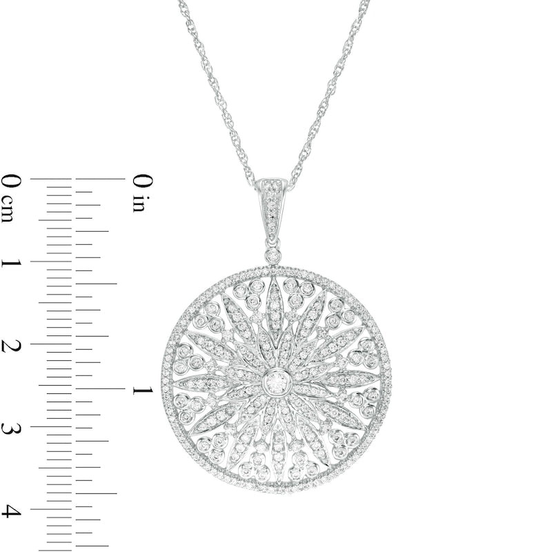 1 CT. T.W. Natural Diamond Medallion Pendant in 10K White Gold