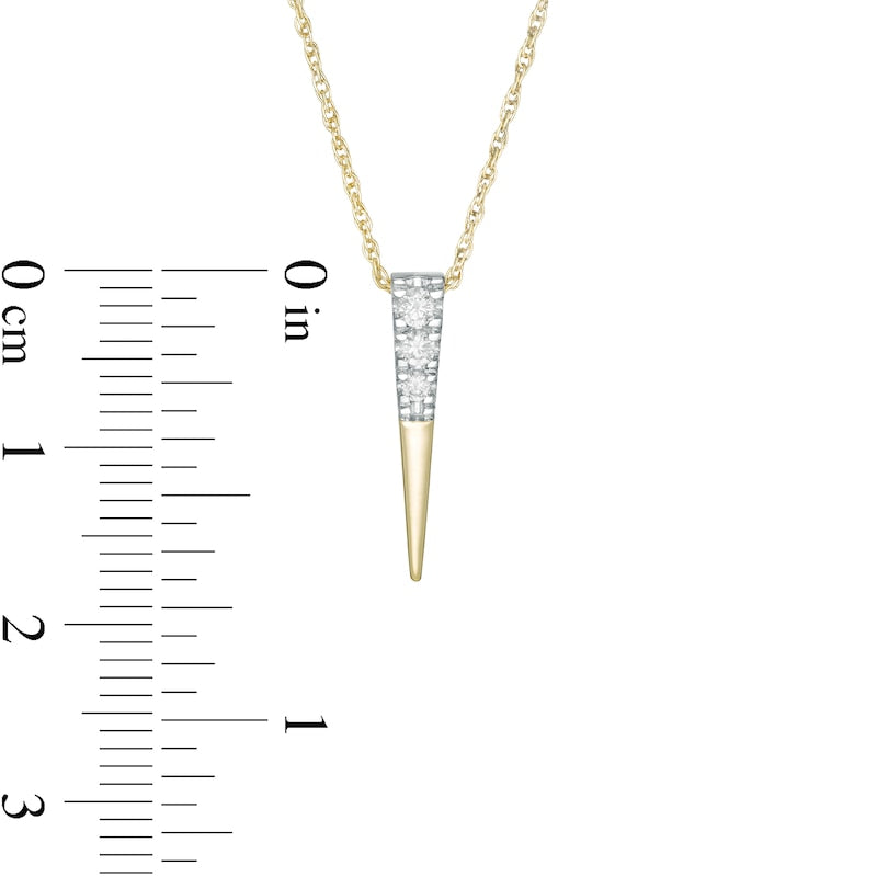 0.1 CT. T.W. Natural Diamond Elongated Triangle Pendant in 10K Yellow Gold