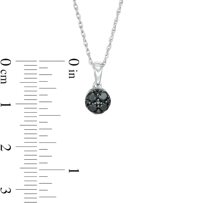 0.25 CT. T.W. Enhanced Black Composite Natural Diamond Circle Pendant in 10K White Gold