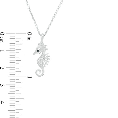 0.05 CT. T.W. Enhanced Black and White Natural Diamond Seahorse Pendant in Sterling Silver