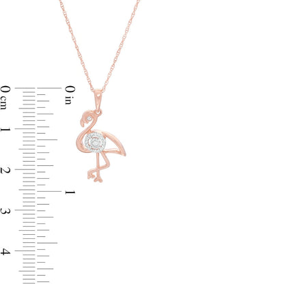 Natural Diamond Accent Outline Flamingo Pendant in 10K Rose Gold